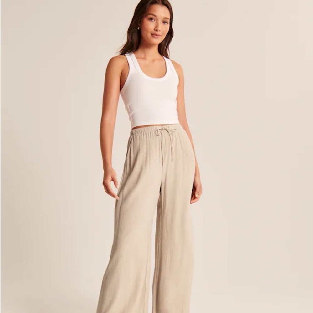 Abercrombie Crinkle Textured Pull-On Wide Leg Pant - XL Short